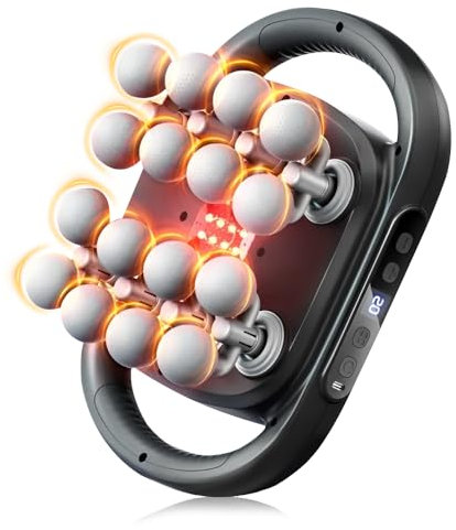 Pistola da Massaggio Muscolare 16 Teste, Massaggiatore Elettrico Portatile con 9 modalità e 20 velocità, per Gambe, Braccia, Vita, Schiena, Glutei, Tutto Il Corpo