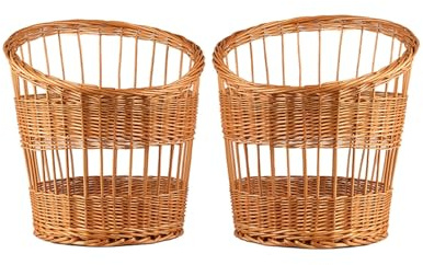 e-wicker24 Alles aus Weide Juego de 2 cestas de mimbre, cesta de panadería, cesta de pan, cesta para servir, soporte para pan, panera de mimbre natural (perforado)