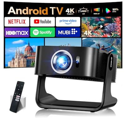 [Compatible Netflix & 2026 Upgraded] Proyector Portatil con 5G WiFi 6 y BT 5.4 Capaz de Enfocar y Corrección Trapezoidal Automática Adecuado el Mini Proyector para Movil/Exterior/Cine en Casa,Negro