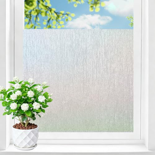Shackcom Film Électrostatique Fenêtre Film de Vitre Autocollant Bon Intimité Protection Auto-Adhésif Anti Regard Sticker Anti-UV Décoratif pour Bureau Chambre Cuisine Maison-J082 60x200cm