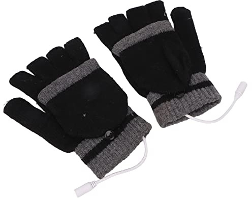 ACOGEDO USB Uppvärmd Full och Halv Fingrar Uppvärmningshandskar - Elektriska Fingerlösa Stickhandskar för Vinter, Bärbar Datoranvändning