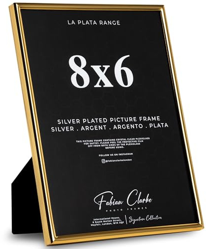 Gold Photo Frame Picture Frame Plain Metal Golden Finish and Tarnish Protected for Wedding Picture or Family Photos (8x6)
