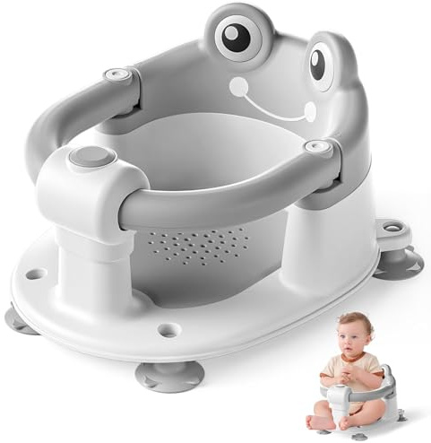 Farnirvana Siège de Bain pour Bébé, Anneau de Bain Bébé Antidérapante de 6 Mois et Plus, Baby SièGe Bain Ergonomique, Avec 4 Ventouses, pour Les Cadeaux de Naissance des Tout-nés (Gris)