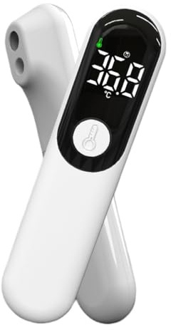 Thermomètre Frontale Sans Contact - Pour Adulte et Bébé - Numérique Infrarouge avec Alarme Fièvre, Mesure Rapide et Écran LCD - Rechargeable USB