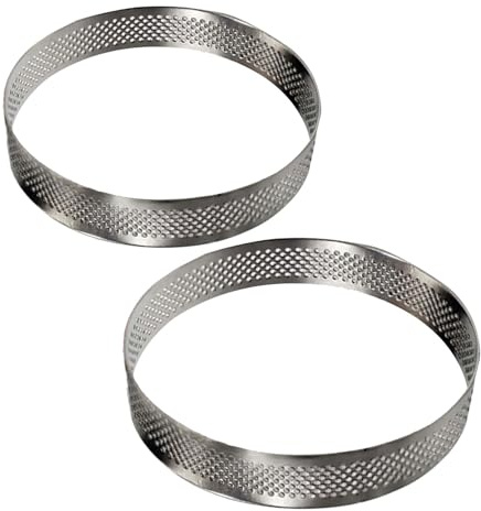 VERDANVERSE 2 Piezas Moldes de Tartas de Acero Inoxidable Perforados Anillos para Mousse y Postres Resistente al Calor Antiadherentes Moldes Metálicos para Pasteles y Tartas de Fruta
