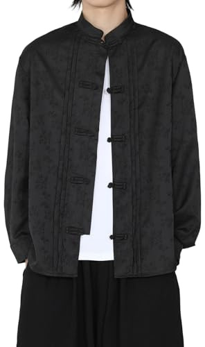 RUMAOZIA Camicia cinese Uomo Camicia - Arti Marziali Tradizionali Kung Fu Tai Chi Wushu Classico Tangzhuang Stile Manica Lunga Giacca Allenamento Uniforme Primavera Autunno Tempo Libero Abbigliamento