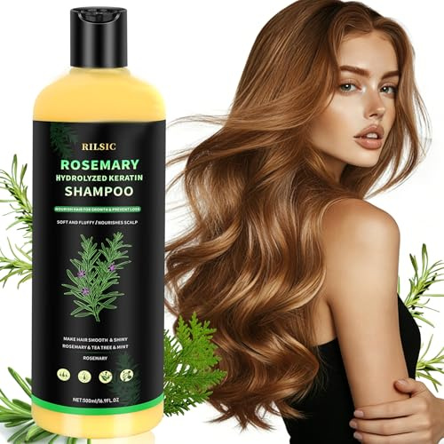 500 ml rosmarinschampo för hårväxt, naturligt schampo med rosmarin mot fett hår, rosmarin hydrolyserat keratinschampo för håravfall, fint hår, kvinnor och män