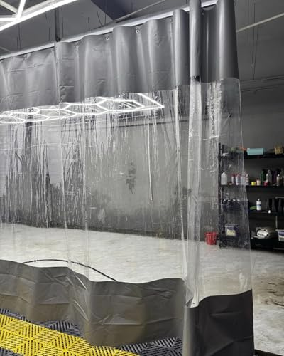 Tenda divisoria Trasparente per Garage Industriale con Binario, divisorio in Vinile Impermeabile per Aree di Lavoro, Telo Isolante, 11,2x13 Piedi (Larghezza 3,5xaltezza 4 m) - Separatore di