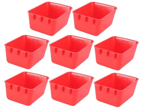 BRIGHTFUFU Mangeoire pour Oiseaux en Plastique Rouge, Lot de 8, Réutilisable et Légère, Distributeur de Nourriture pour Poules en Usage Quotidien