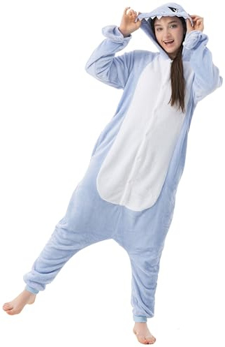 Katara 1744 - Costume Animale Pigiama intero Kigurumi Carnevale, Squalo - Taglia S