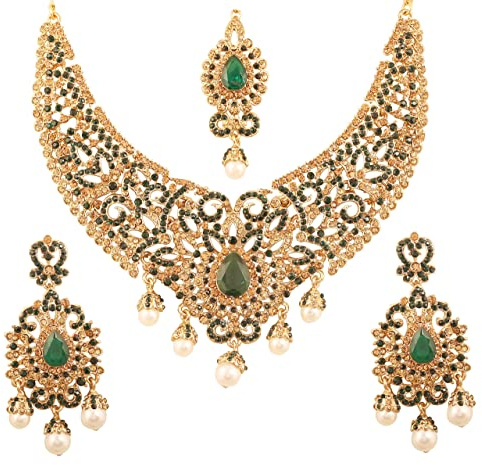 Touchstone Indien bollywood désir filigrane traditionnel faux exclusif grand collier de bijoux de mariée ensemble pour femme Multicolore