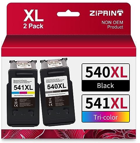 ZIPRINT 540 541 XL Druckerpatronen Kompatibel für Canon Druckerpatronen 540 541 PG-540 XL CL-541 für Canon Pixma TS5150 MG3650 MG3650s MG4250 MG3150 MG3250 MX475 TS5151(2-Pack)