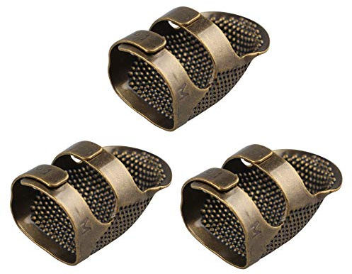 Jopto 3 st metall mässing retro sömnad fingertopp fingerborste justerbar koppar fingerskydd sköld ring gör-det-själv hantverk verktyg tillbehör nålar partner för sömnad broderi handarbete medium