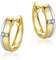 Orovi – Bicolor Creolen aus 14 Karat Gelbgold & Weißgold (585) mit Diamanten – Gold Ohrringe Damen mit Brillanten – Hoop Goldohrringe – allergenfrei & handgemacht (3.4 x 13.2 mm)
