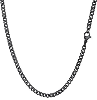 PROSTEEL halsband för män, klassisk pansarkedja, 3/6/9/12 mm bred, kubansk länkkedja för män, hiphop-kedja, cuban chain i rostfritt stål/18k förgylld, 36/46/51/55/61/66/71/76cm, Ingen ädelsten