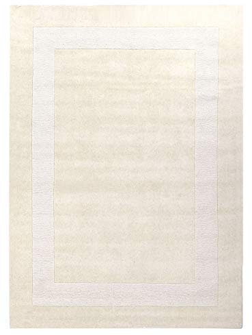 Theko | Teppich aus 100% Schurwolle IWS - Usedom | modern & schlicht | handgetuftet | Farbe: Cream | 80 x 150 cm
