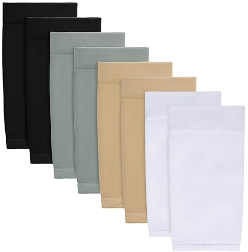 HOVEOX 4 Pairs Tattoo Cover Up Sleeve Forearm Sleeves for Women Men (7.4 inch, black, white, nude, gary)