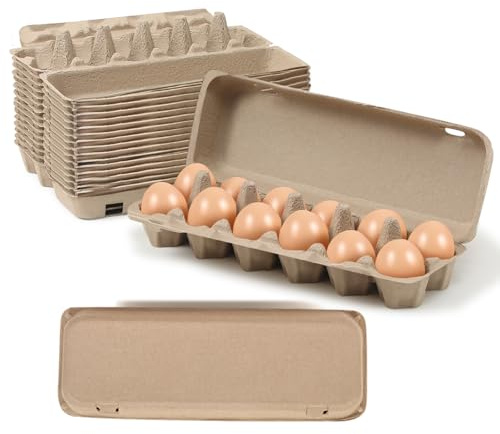 Dubtnion 15 Pack Egg Cartons Cheap Bulk, 12 Count Egg Storage Containers Holder, Sturdy Natural Pulp Material Perfect for Storing Extra Eggs