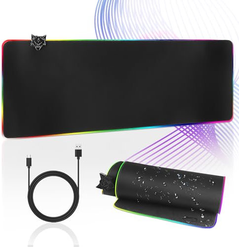 JZMATECH Gaming Mauspad, 800x300mm RGB Mauspad Gaming Mousepad XXL Gaming Groß, Mauspad LED Gaming Zubehör, 14 Beleuchtungs Modi, 7 LED Farben-Wasserdicht & Rtschfest