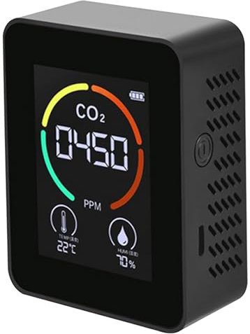 Détecteur De Co2 3 en 1 Détecteur De Dioxyde De Carbone Capteur De Co2 Portable avec écran LCD Compteur De Température Et D'humidité avec Alarme pour Maison Camping Car 400 5000 Ppm Noir