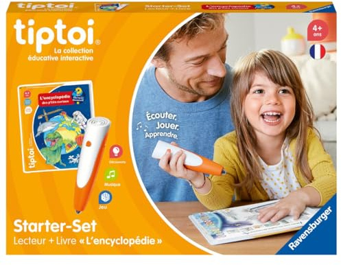 Ravensburger tiptoi Starter Set – Lecteur + Livre 'L'encyclopédie des p'tits Curieux' – Jeu Éducatif Interactif sans Écran – Apprentissage Enfant – Dès 4 Ans – Version Française