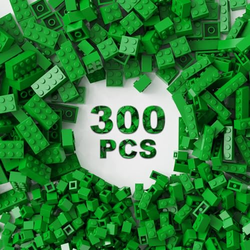 Lot de 300 Briques De Construction Classiques, Vertes en Vrac, Compatibles avec Les Pièces et Pièces, Jouets Créatifs pour Garçons et Filles âgés de 3, 4, 5, 6, 7, 8, 9, 10 Ans (Vert, 300 Pièces)
