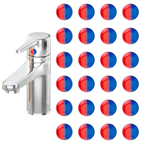 SUPERFINDINGS 24 pz Adesivi per Acqua Calda e Fredda Etichetta Autoadesiva per Acqua Calda e Fredda Adesivi per Trasferimento Rubinetto In Resina Epossidica per Bagno Cucina 10mm di Diametro