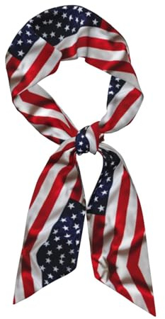 JEJEA Amerikansk flagga tryck silkeslen halsscarf, mode silkeslen satin huvudduk för kvinnor, lätt siden graciösa halsdukar, Svart, en storlek