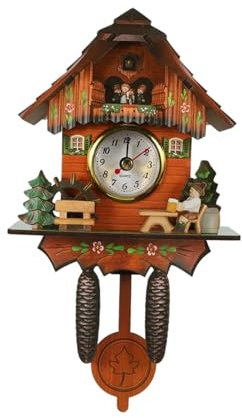 YGLONG Orologio Cucu Moderno Orologio da Parete Antico in Legno a cucù con Campana a Forma di Uccello, Orologio con Sveglia, Decorazione Artistica for la casa