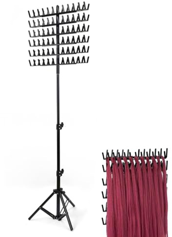 Braiding Hair Standing Rack Holder, Height Adjustable Braid Hair Holder, Double Sided Wig Hanger, Space Saving Divider Display Stand, for Professional Salons, Home Hairs Studios