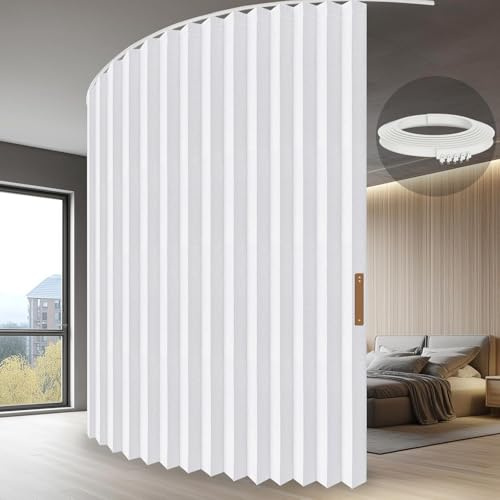 JILRON Separeringsgardin rumsavdelare, takmonterad – 100 % helskydd, rent utseende för separation av rum i sovrum, förråd, vardagsrum (vit-H275 x B 457 cm) 1-pack