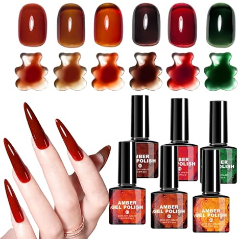 Höstens Nagellack 6 Färger Bärnsten Karamell Bläcktoner | Med Pensel Härdande Vinternagellack Set för Män Tonårsflickor Damer Mödrar Scenprestation Evenemang