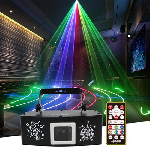 Discoljus Festljus, 3D-Animerad Inomhuslaserljus Rgbw-Laser Färgglada Och Coola Mönster Skannerprojektor Discoscenbelysningseffekt Dansfest Bröllopshelg Dmx-Lampor