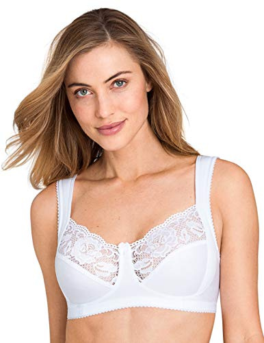 Miss Mary of Sweden Lovely Lace Womens Non-Wired Full Cup Cotton Bra 38G White