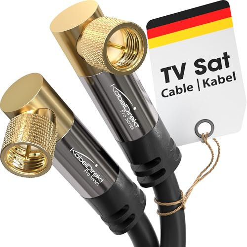 CableDirect – SAT cable, coaxial cable, satellite cable, 90° connectors – TV cable, multi-layer shielding, break-proof metal F connectors – 2m (HDTV, Radio, DVB-T, DVB-C, DVB-S, DVB-S2)