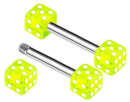 2 st kirurgiskt stål rak skivstång 14 g 5/16 8 mm 4 mm tärning akryl fälg örhängen ögonbryn piercing smycken se fler färger, Akryl, stål