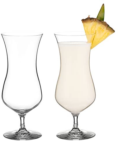 DIAMANTE Pina Colada Glasses - Pair of Hurricane Large Cocktail Glasses - Lead Free Crystal Set of 2