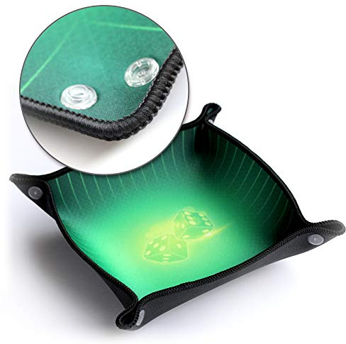 Piste à dés Pliable Souple Vert Emeraude pour Jeu de société, jdr, yams, 421 Jouez où Vous Voulez grâce à Son revêtement néoprène et Ses Bords clipsés en Quelques Secondes