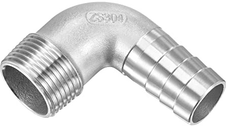 M METERXITY Manguera Púa Montajes - 90 Grados Codo Inoxidable Acero 25mm Tubo Conector Aplicar a Agua Combustible (G1 Macho Tubo)