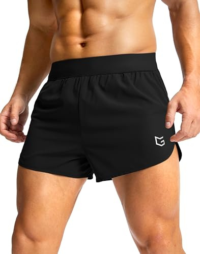G Gradual Running Shorts for Men 3 Inch Lighweight Quick Dry Workout Gym Athletic Jogging Shorts with Inner Key Pocket, Black, Medium