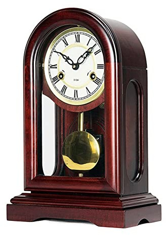 LUOYAOB Vintage Kaminuhr Vintage Tischuhr, Retro -Manteluhr, batteriebetriebene stille Imitation Holzkamin Manteluhr, for Wohnzimmer Nachttisch Büroschreibtisch Regal Dekor(Color:C)