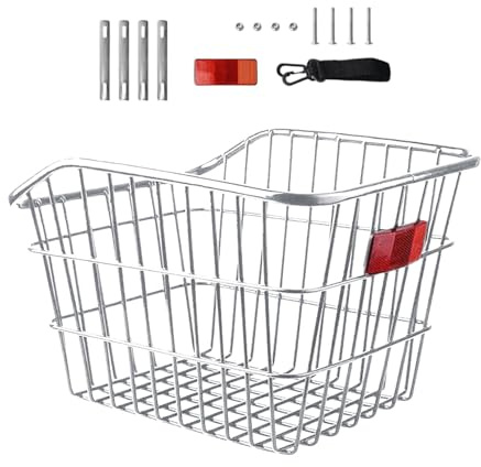 Carrier Basket, Rear Wheel Basket for , Large Rear Carrier Made of Metal, Frame Rear Shelf Pannier Rack, Electric Rear Storage Basket for School Bag, Protective