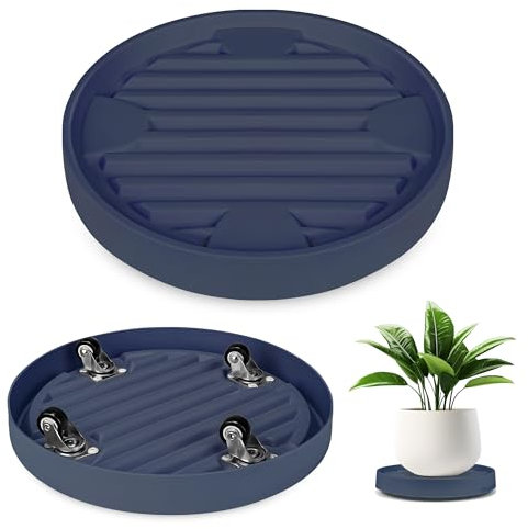 Dcpes 30cm Wheeled Plant Caddy Hidden Wheels, 4 Invisible Caters, Rolling Plants Stand, Planter Dolly, Wheeled Planter Roller Base, Indoor Plants Pallet, Grey, 2Pack
