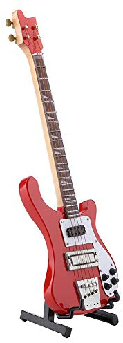 Basgitarrer Miniatyrgitarr Röd Miniatyrbasgitarrkopia med Stativ och Fodral Instrument Modell Ornament Julklapp