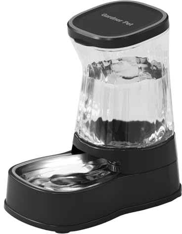 Gardner Pet Distributeur d'eau pour Animaux de Compagnie de 8 L, gamelles pour Chat avec Bol en Acier Inoxydable, Distributeur d'eau par gravité pour Chien, 100% sans BPA, mangeoire Automatique pour