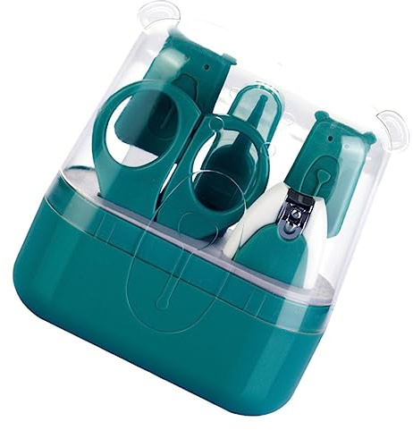 ibasenice Kit Cortaúñas para Bebés Diseño de Dibujos Animados Verde, Material Abs y Acero Inoxidable, Fácil de Sujetar Caja de Almacenamiento para Cuidado Seguro de Uñas Infantiles