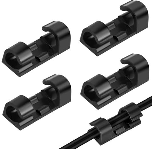 HZXINYI 40 PCS Cable Clips - Self Adhesive Cable Management Clips Cable Wire Holder Plastic Organizer Cord Clips for Home Office Car Desktop PC TV Computer Cable Management (Black)