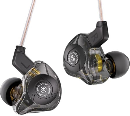 keephifi CCZ MC02 Auriculares con Cable, Auriculares Gaming con Cable OFC 5N y Jack 3.5, 10mm DD de Doble Imán In Ears, Fone Retorno de Palco, Diafragma de Pet, Graves Profundos IEM Gaming para PS5