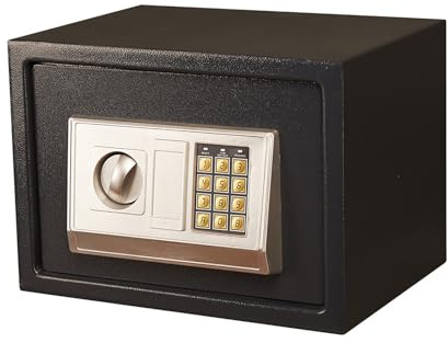 Litet Värdeskåp, Digitalt Värdeskåp, Personligt Säkerhetsskåp, Brandskåp för Hemmet, Brandskåp för Kontor, Hotell(Black)