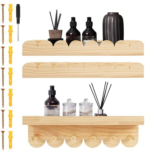 Alongen 3 Unidades De Estantería Flotante De 40 Cm Para Habitación De Niños, Estantería De Madera Con Ganchos, Almacenamiento De Pared, Organizador Para Dormitorio, Sala De Estar, Escuela Y Juego